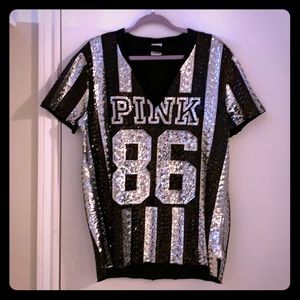 VS Pink Fashion Show V-Neck Bling Crew Tee